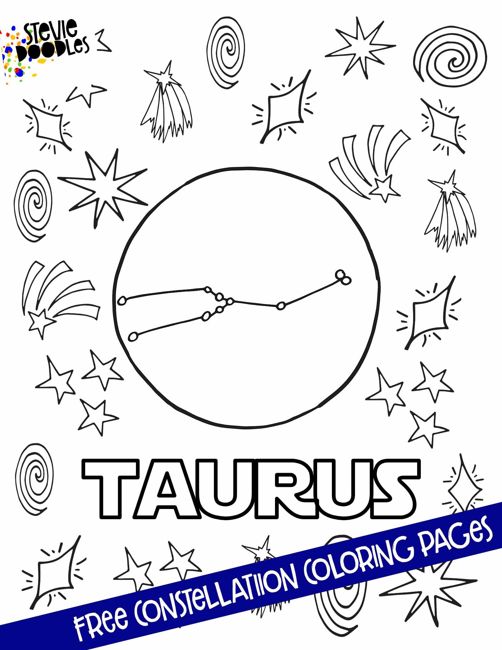 TAURUS - 12 Free Constellation Coloring Pages - Over 1000 Free Coloring Pages CLICK HERE TO PRINT THE PAGE ABOVE