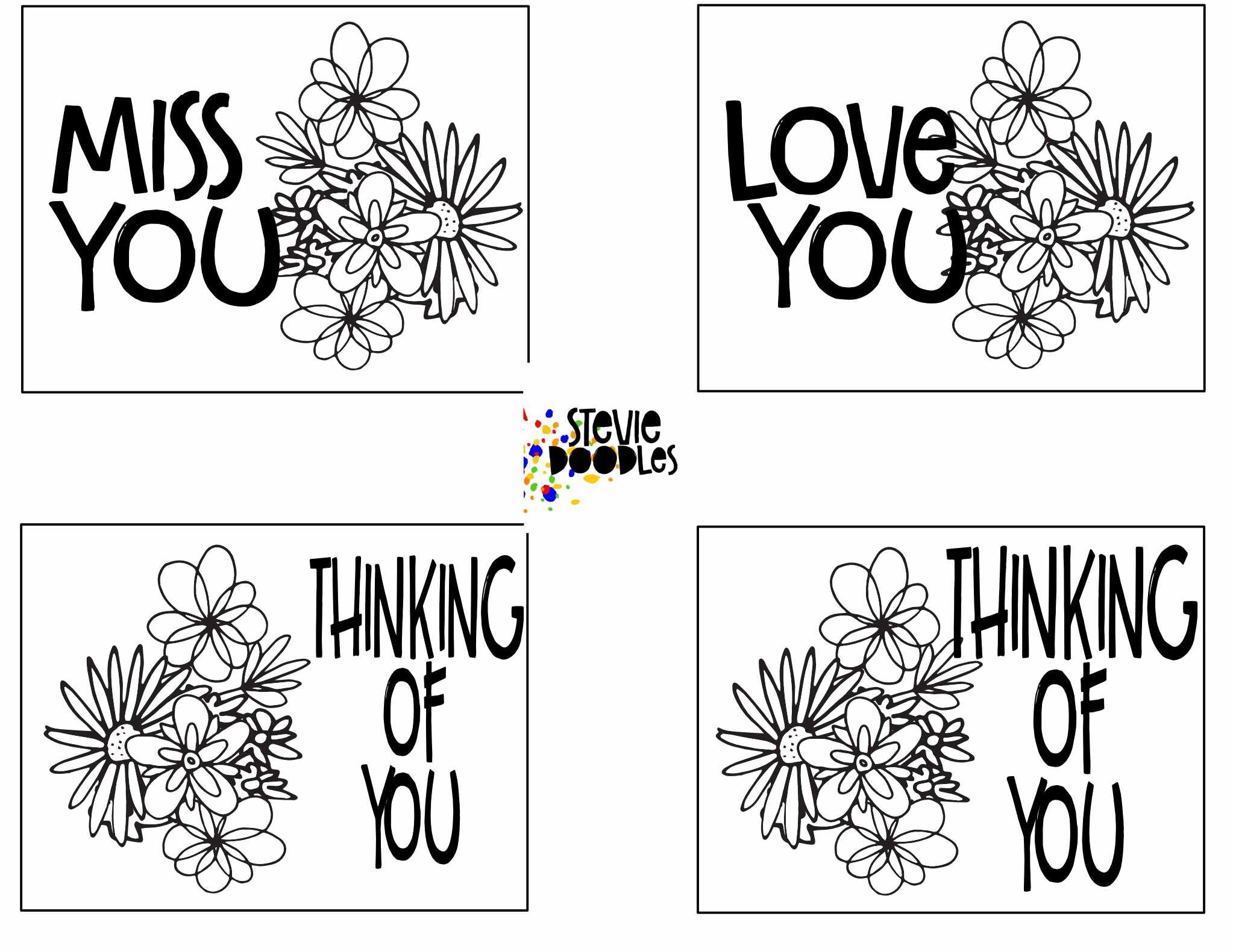 28 Free "Thinking of You" Cards To Color — Stevie Doodles