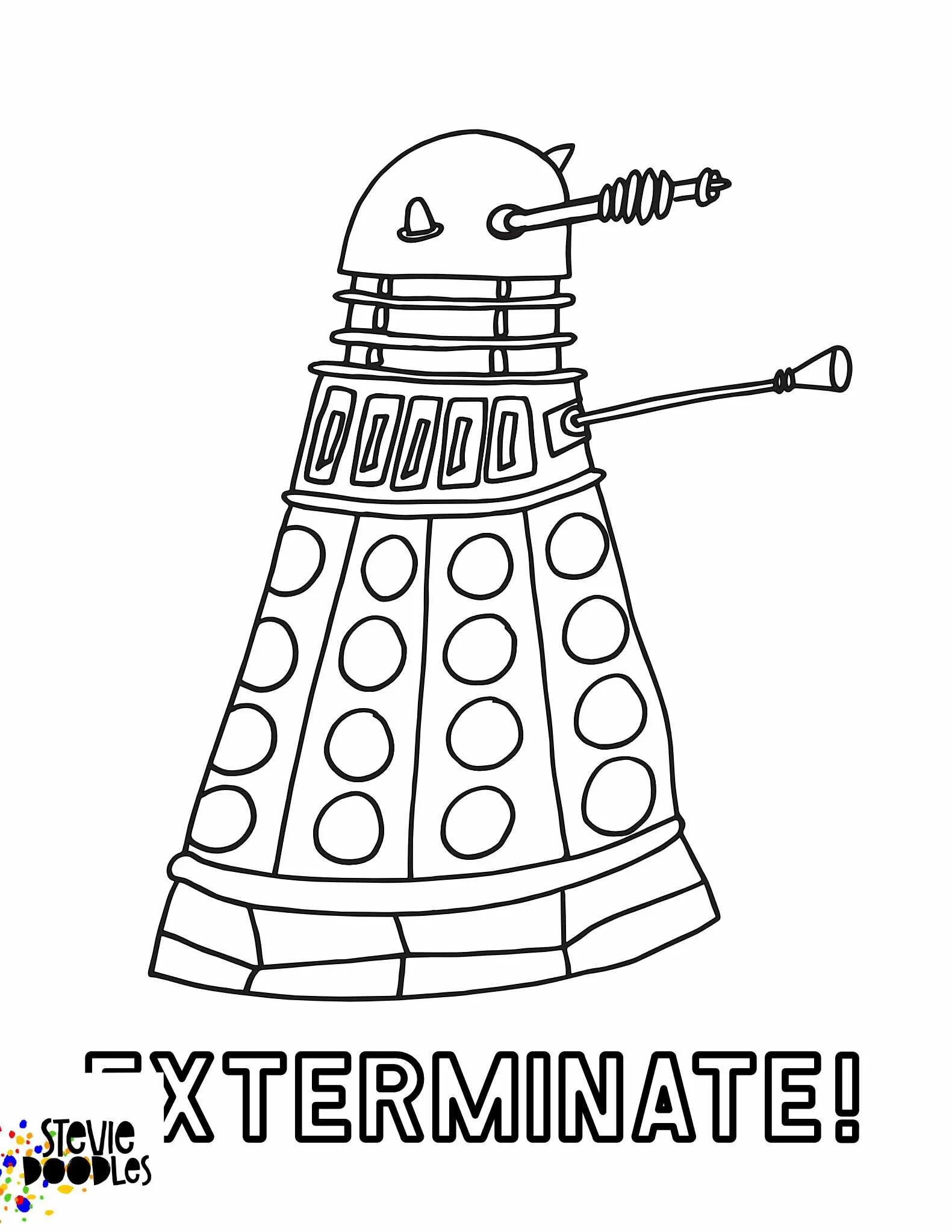 DALEK - EXTERMINATE! Free Dr. Who-Inspired Coloring Pages — Stevie Doodles Free Printable