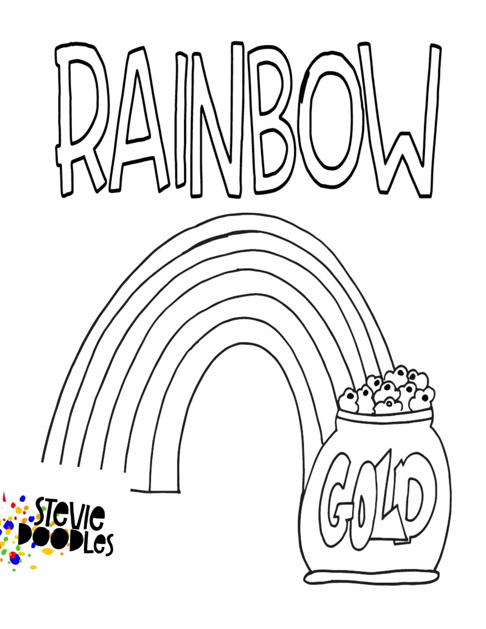 rainbow with gold free printable coloring page stevie doodles free printable coloring pages