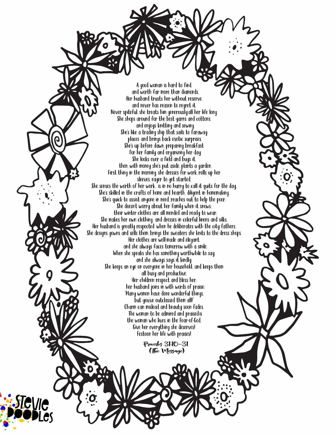 Proverbs 31 - Free Printable Coloring Page — Stevie Doodles