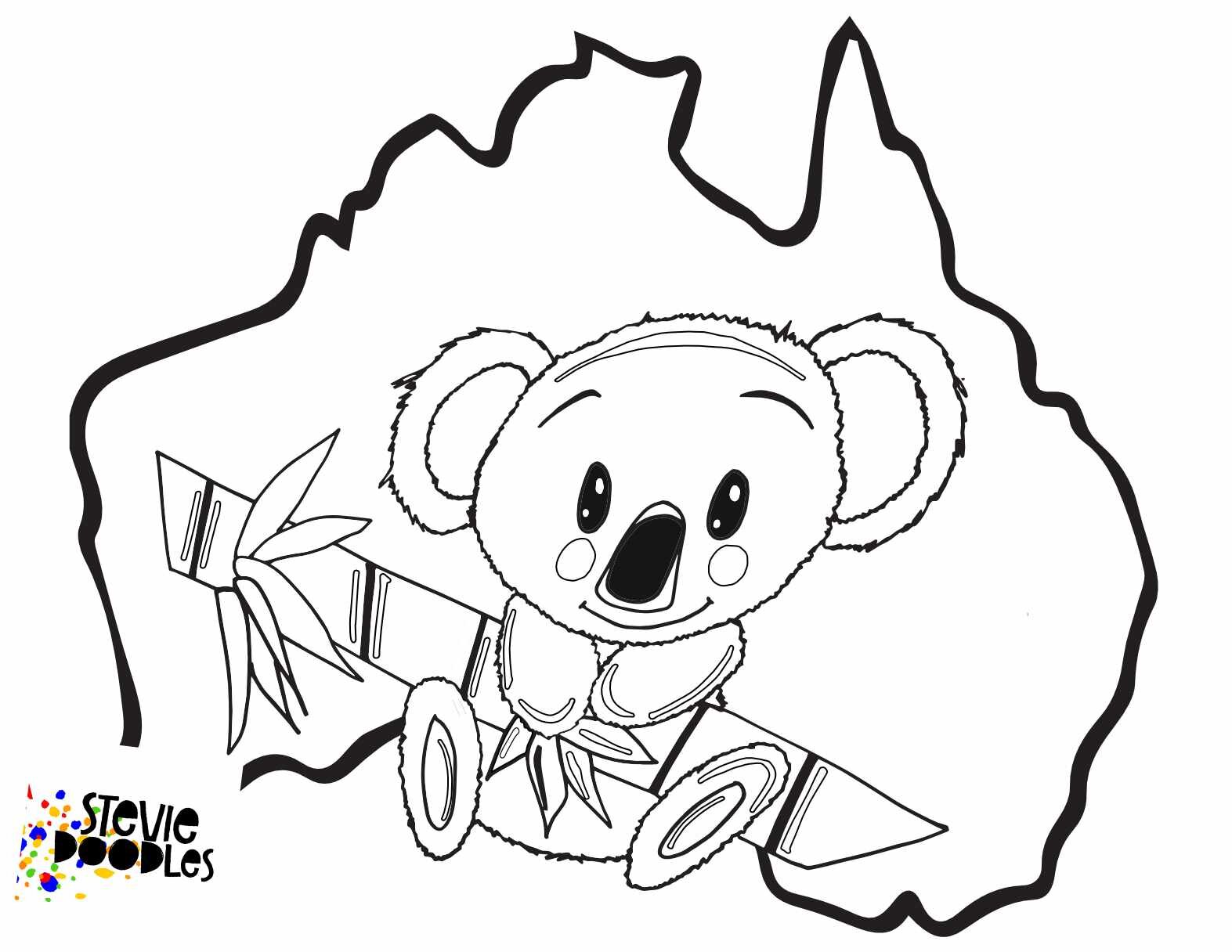 Free Little Koala With Australia Coloring Page CLICK HERE TO DOWNLOAD THE PAGE ABOVE
