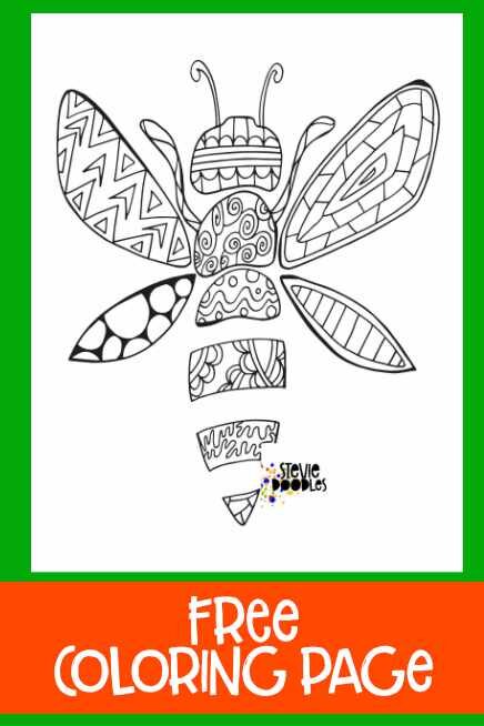 Bumbe bee with doodle free coloring page
