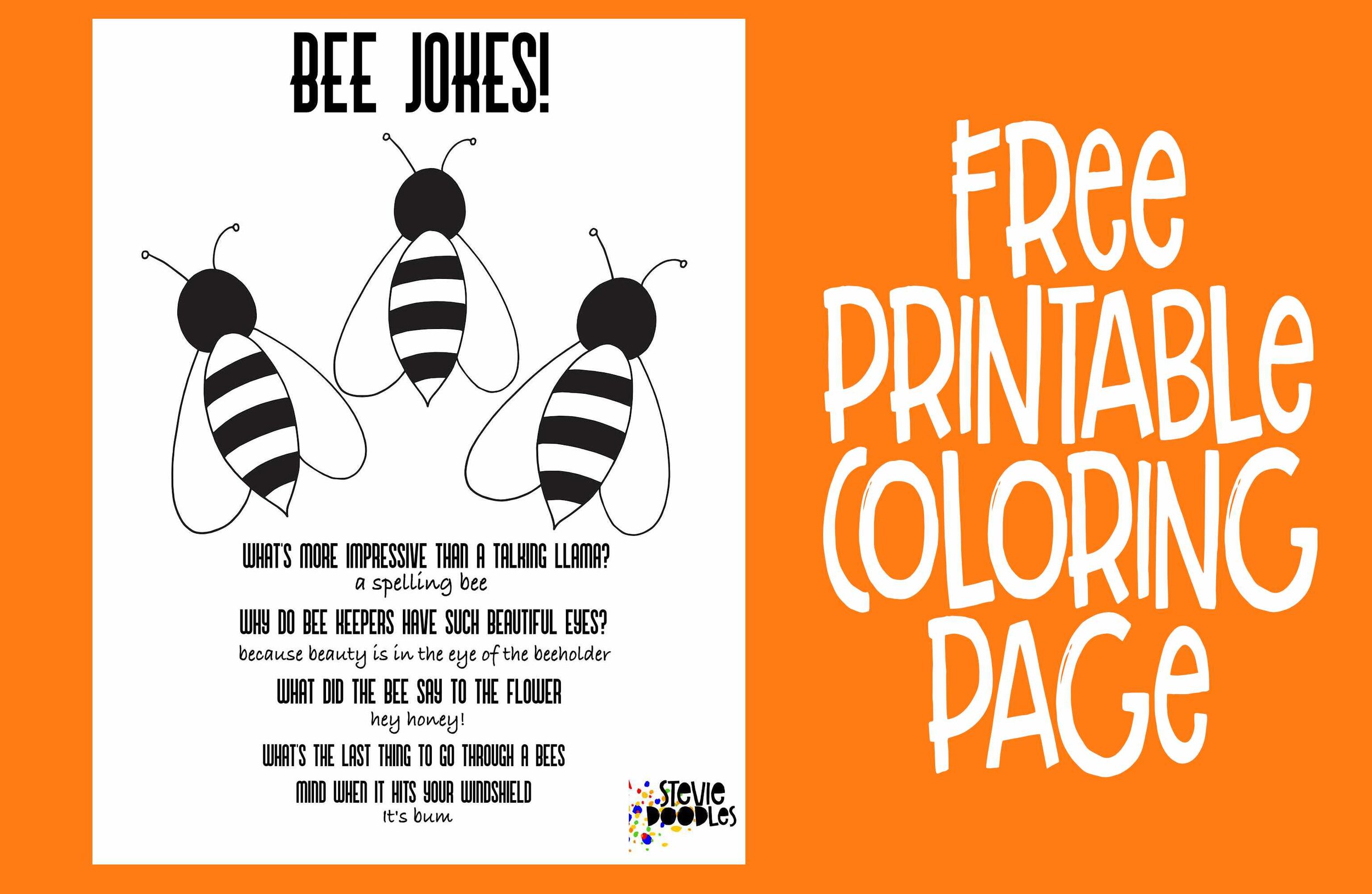 BEE Jokes free printable coloring page