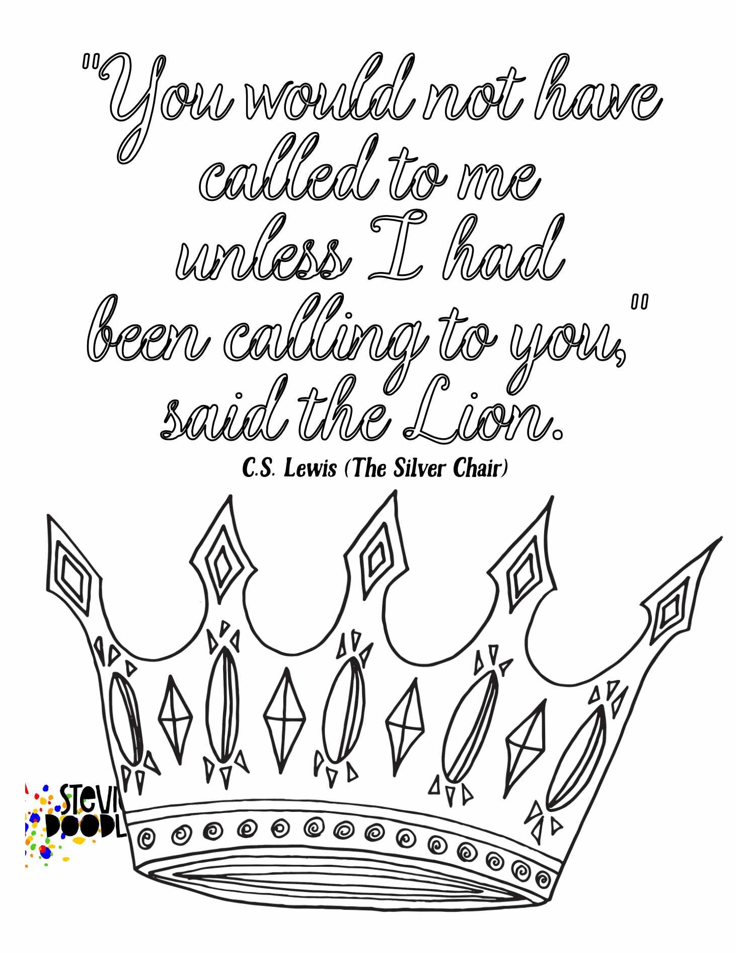 You Would Not Have Called To Me - Crown  Free Printable Narnia Coloring Page from Stevie Doodles