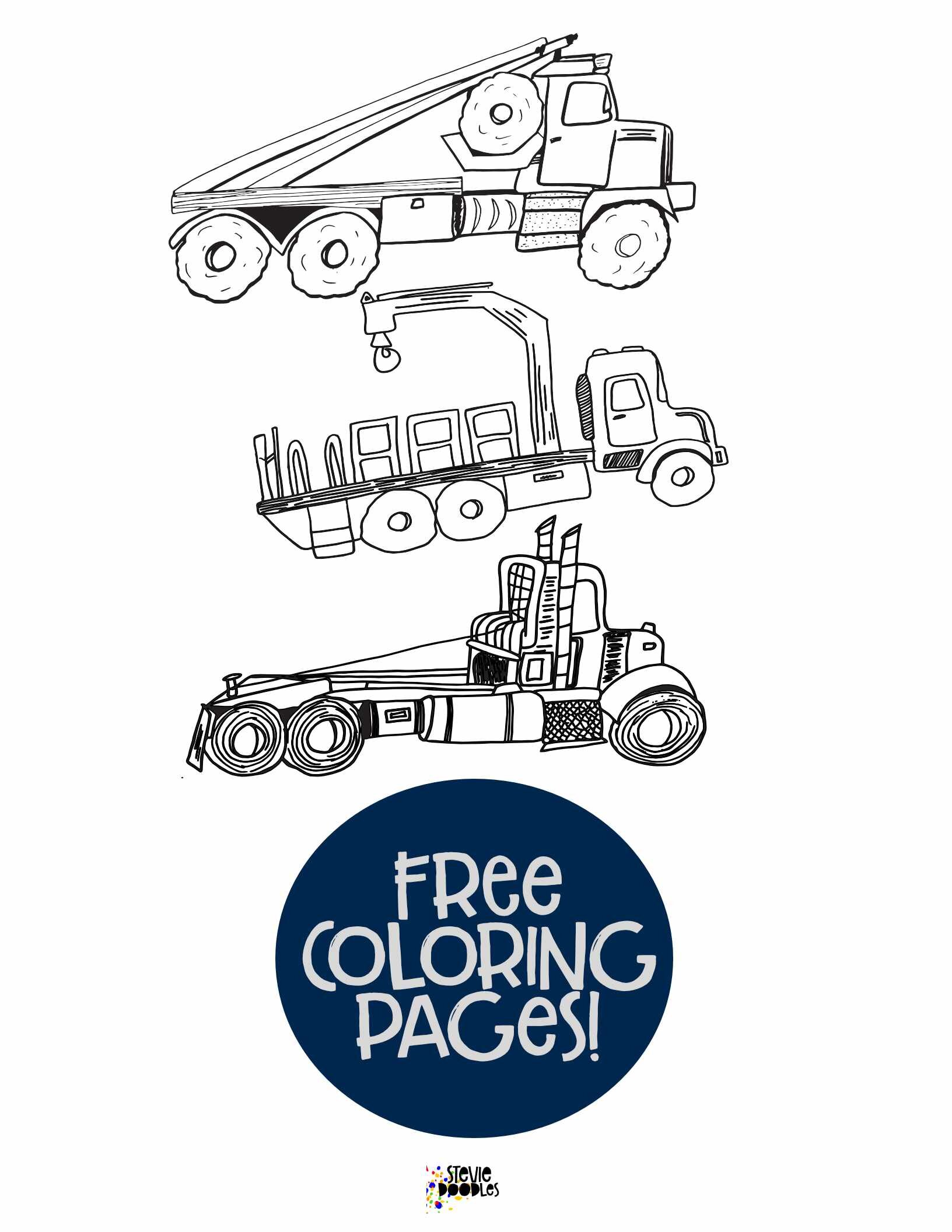 3 Trucks free printable coloring page Over 1000 free coloring pages at Stevie Doodles