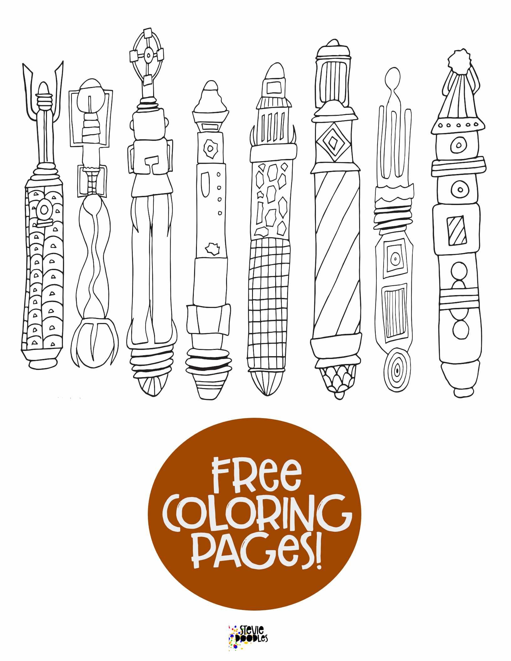 SONIC SCREWDRIVERS - Free DR WHO Printable Coloring Page Over 1000 free printable coloring pages