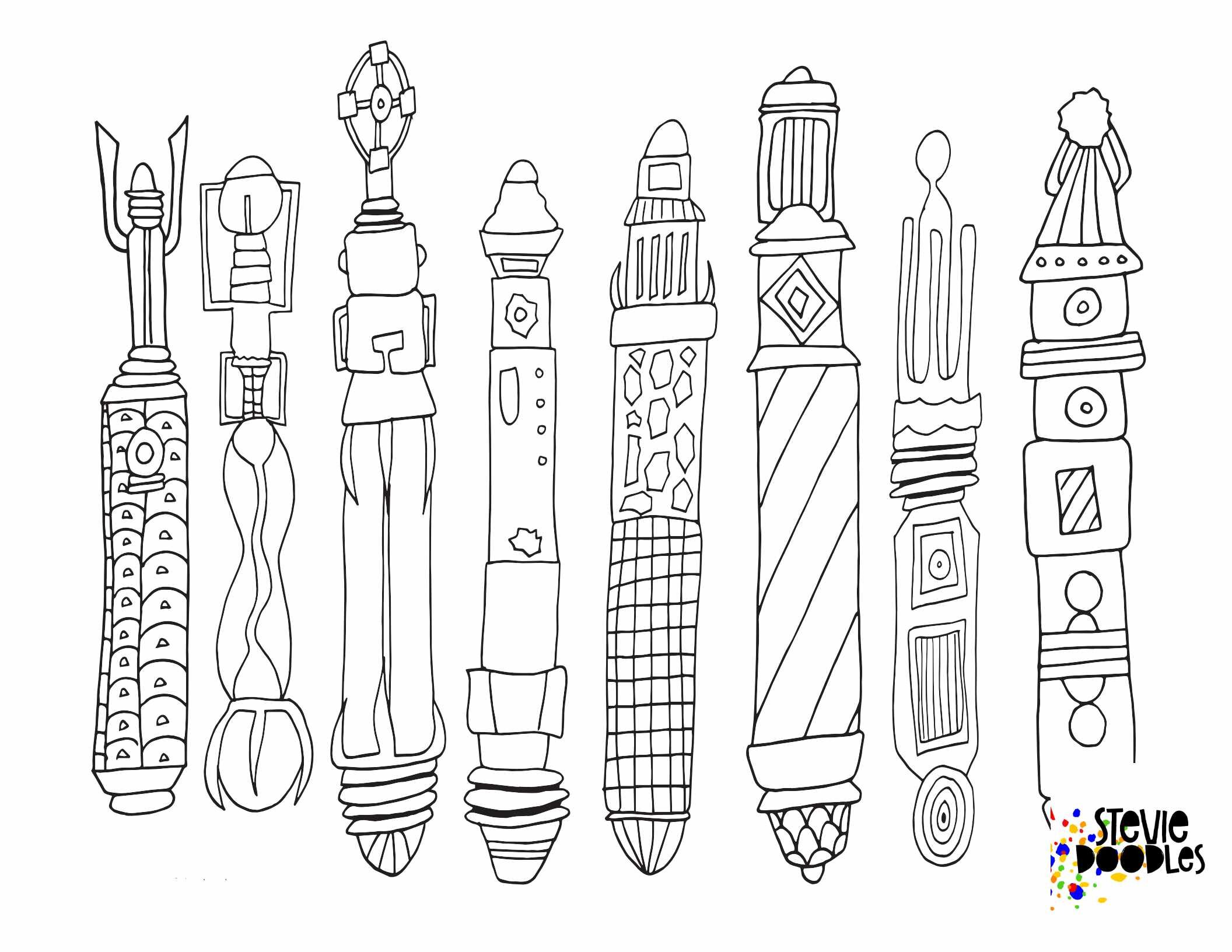 Doctor Who Sonic Screwdrivers - Free Printable Coloring Page Over 1000 free printable coloring pages