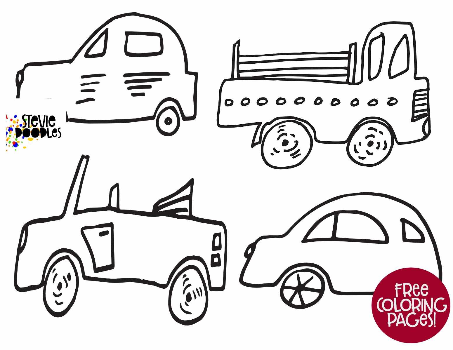 4 cars free printable coloring sheet for kids