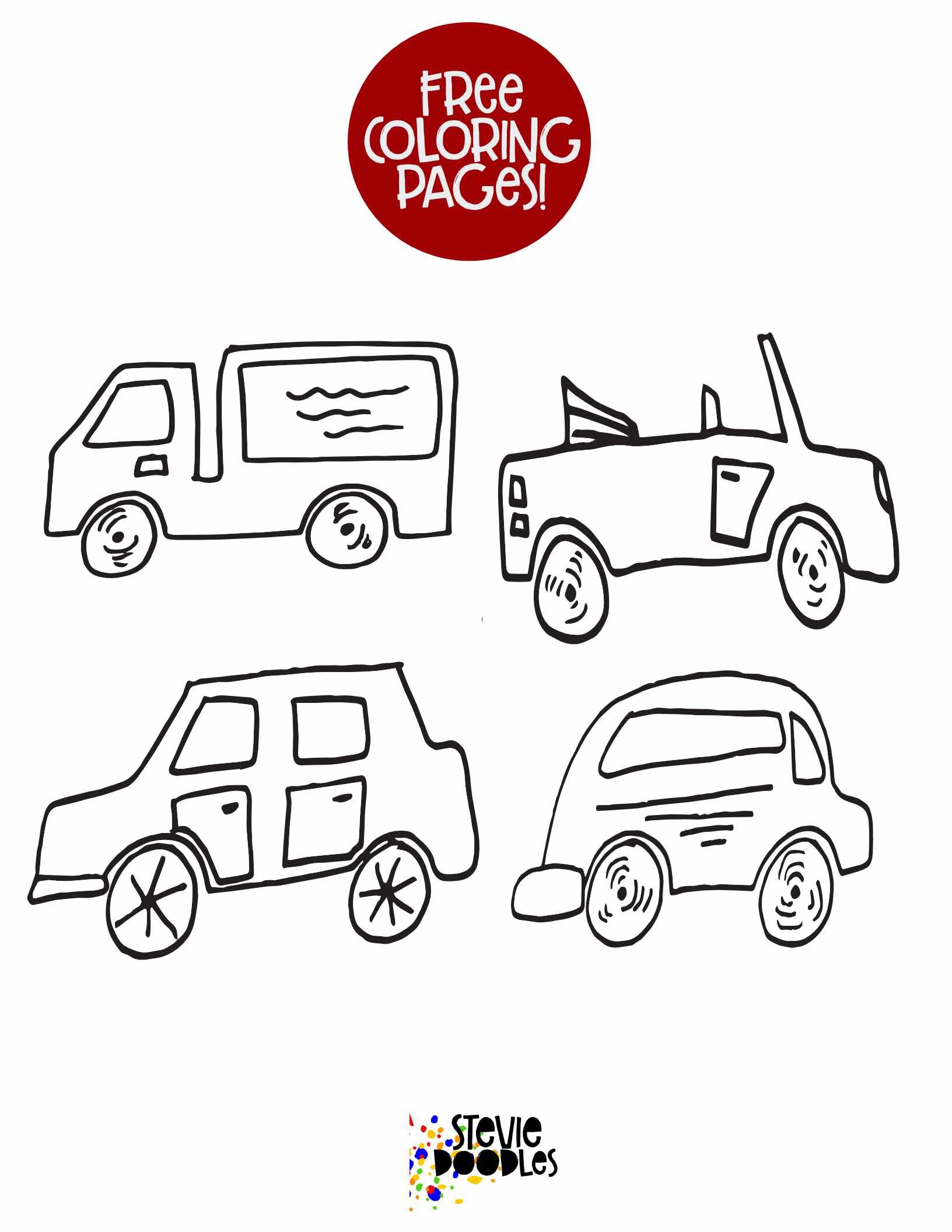 Free Printable Page! 4 Simple Little Cars!