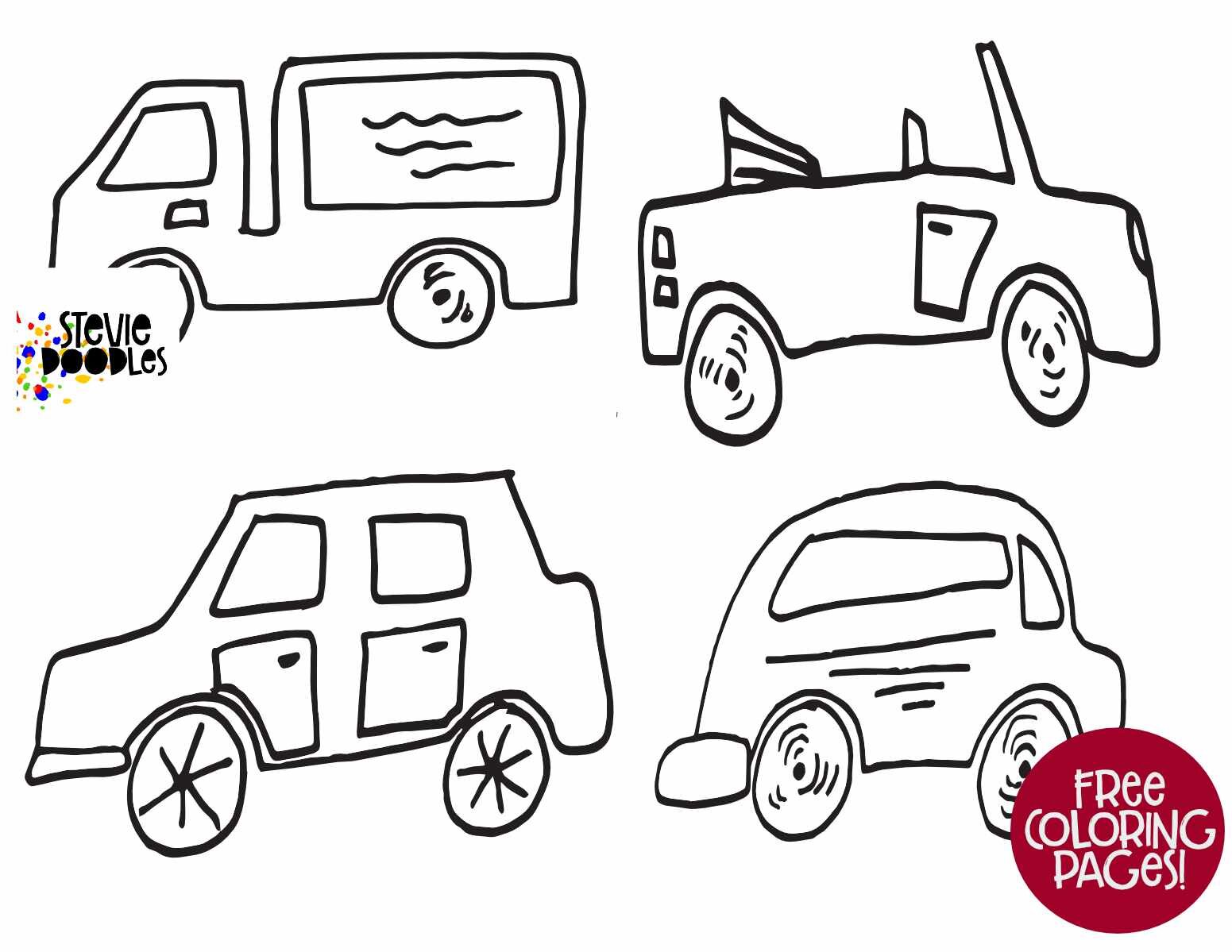 4 cars free coloring sheet for kids preschool