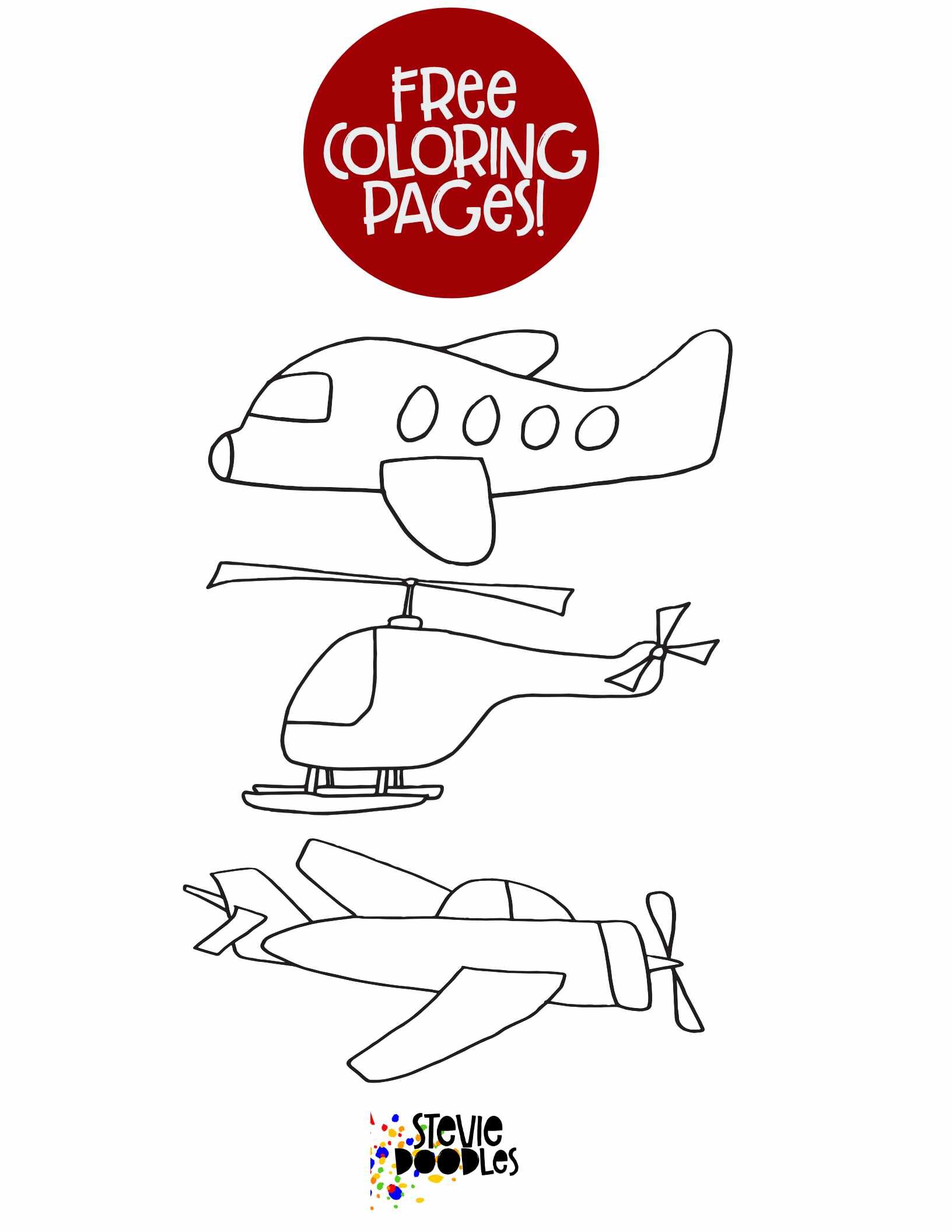 Free Printable Kids Coloring Page! 2 Planes &amp; A Helicopter