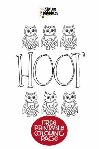 Free HOOT Owls Printable Coloring Page!  Over 1000 free coloring pages at Stevie Doodles