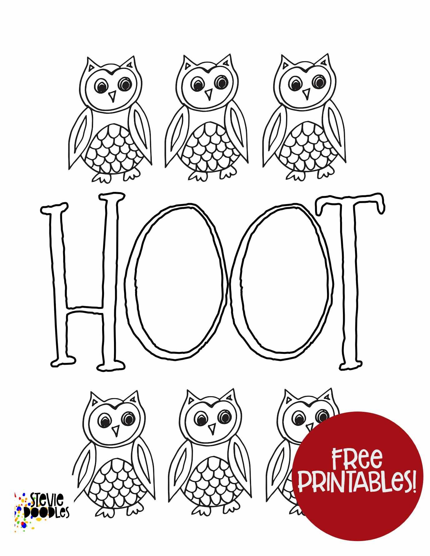 HOOT! Free Owl printable coloring sheet over 1000 free coloring pages at Stevie Doodles
