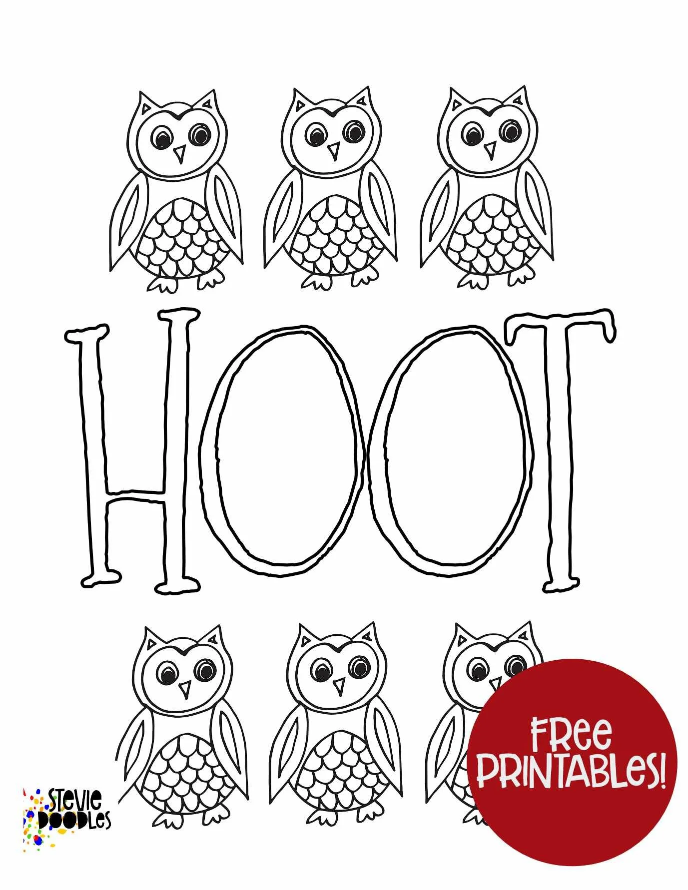 HOOT! Free Printable Owl Coloring Page — Stevie Doodles Free ...