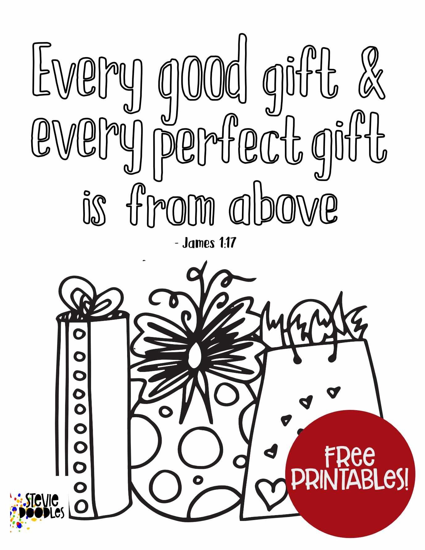James 1.17 Every good and perfect gift kids scripture coloring page