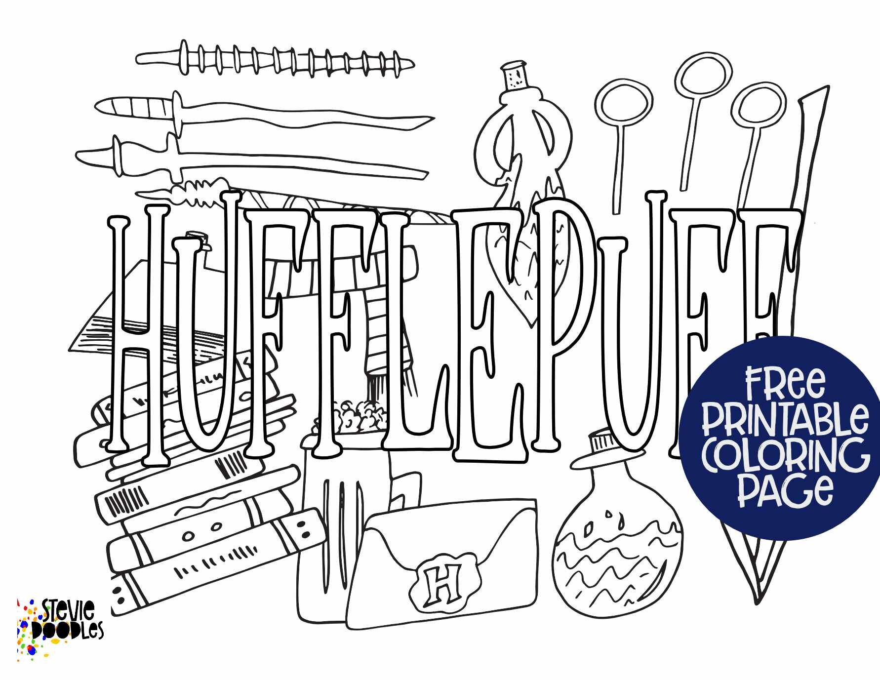 Free Hufflepuff Coloring Page - Harry Potter  Over 1000 free pages at Stevie Doodles