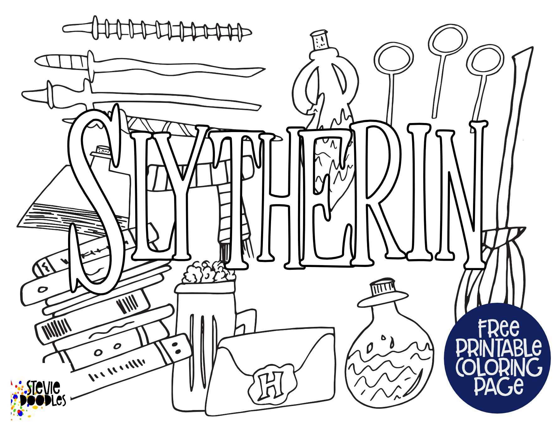 Slytherin - Free Coloring Page - Harry Potter  Over 1000 free coloring pages at Stevie Doodles