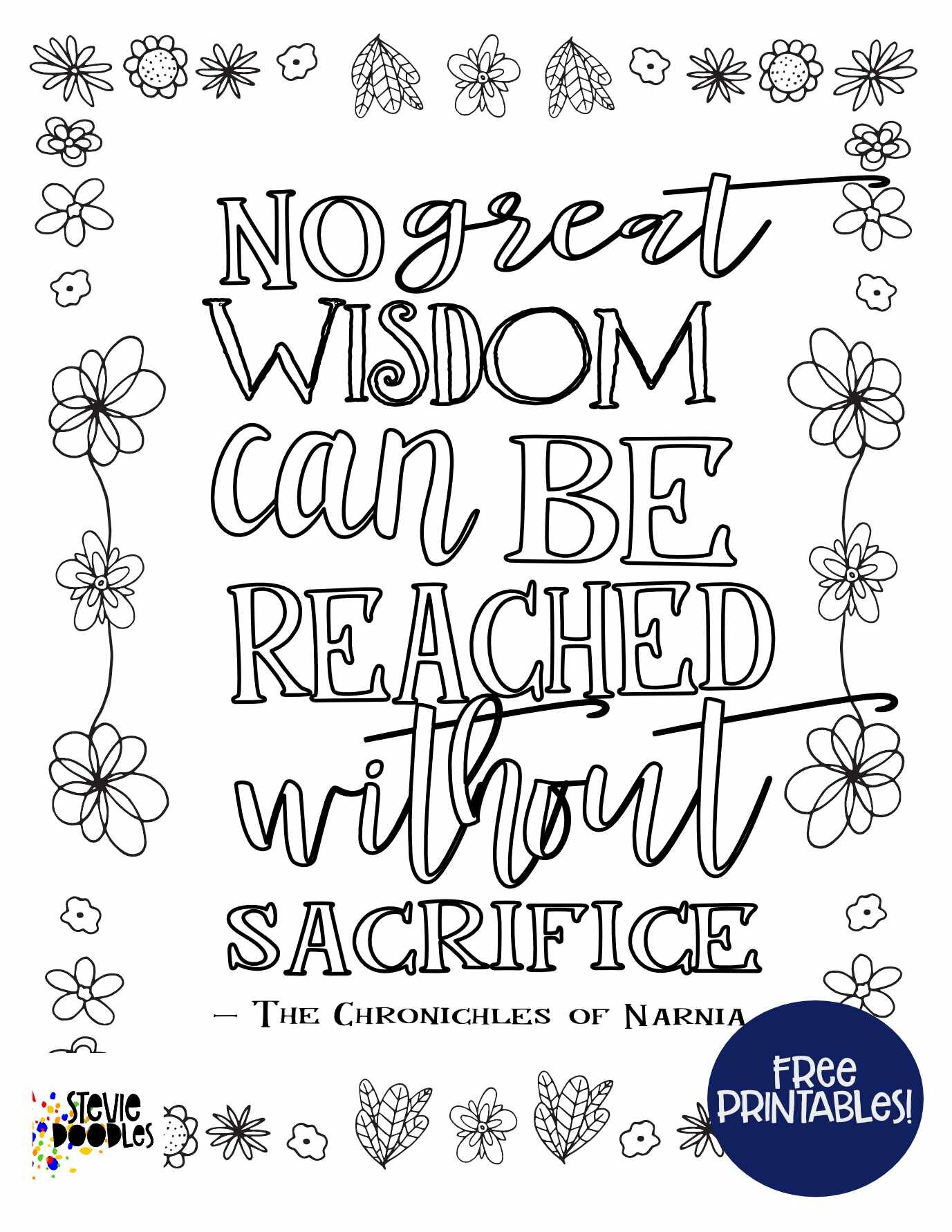 No Great Wisdom Narnia Quote free coloring page Stevie Doodles.jpg