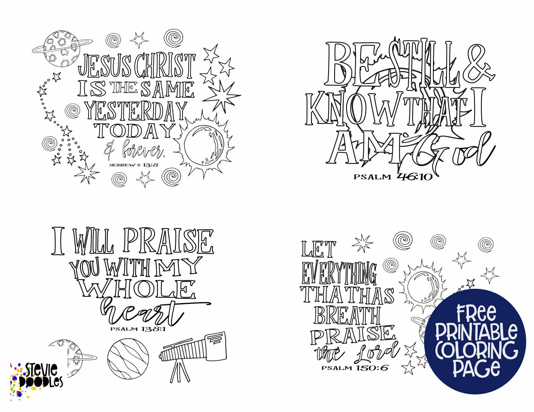 5 Free Printables! 4 Memory Verses on 1 page + each page as a separate printable coloring page