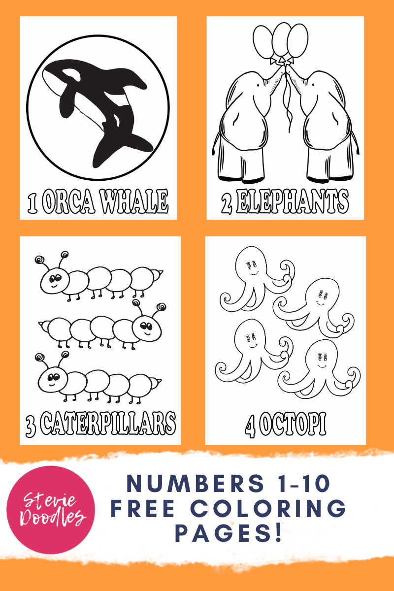 10 Free Animal NumbersColoring Pages