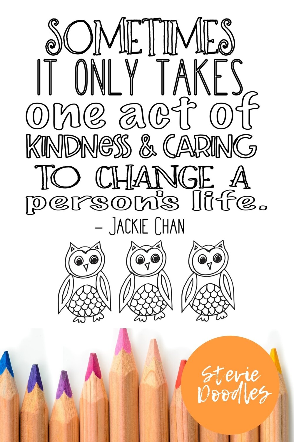 free coloring page with owls kindness quote stevie doodles free printable coloring pages