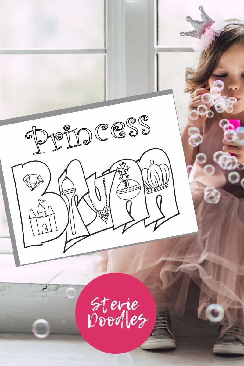 Princess Brynn - a free printable name coloring page over 1000 free coloring pages at Stevie Doodles