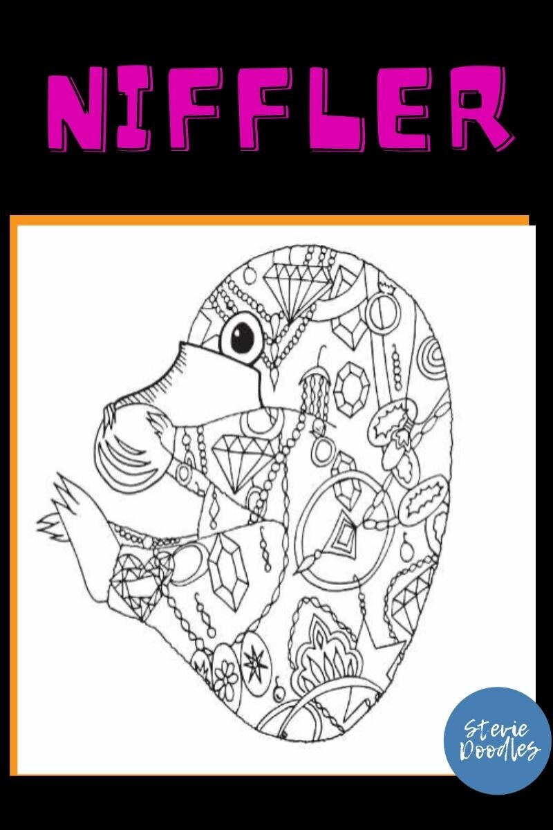 Niffler - a free printable coloring sheet inspired by Harry Potter