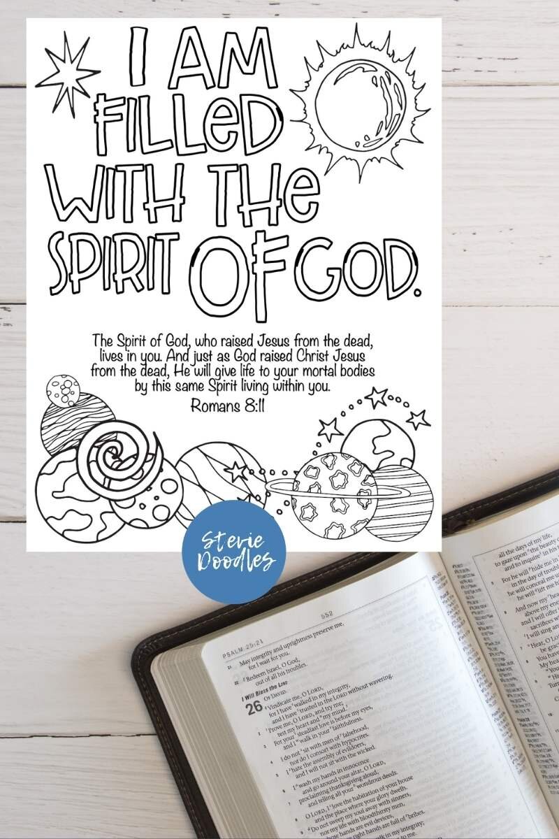 4 Free Christian Identity Pages To Print And Color - I am filled with the Spirit of God - free adult coloring sheet