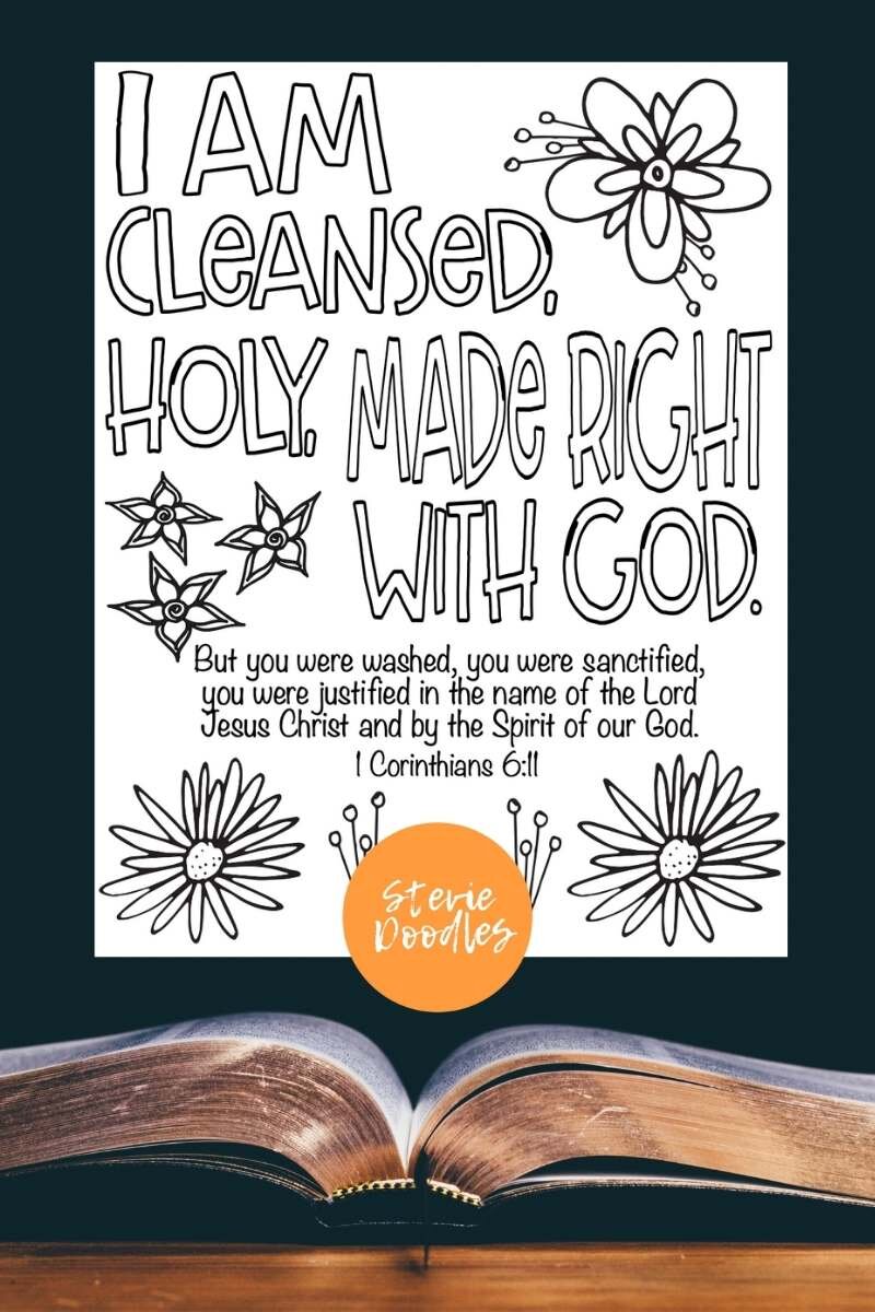 4 Free Christian Identity Pages To Print And Color - I am cleansed, holy, made right with God