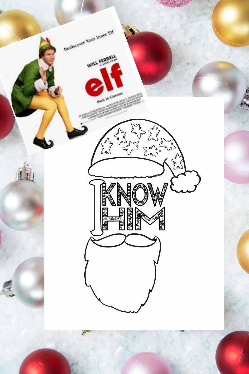 santa beard and hat with "I know him" inside the hat