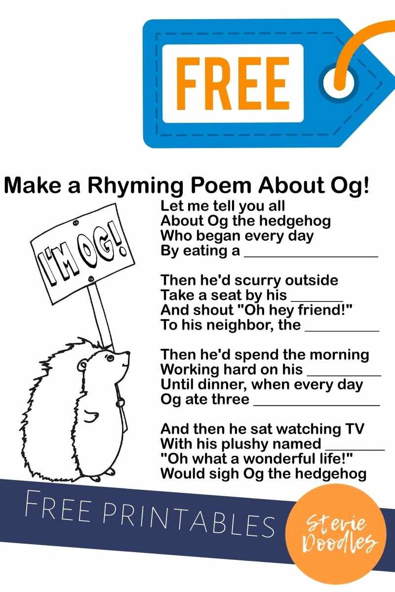Hedgehog make your own poem free printable