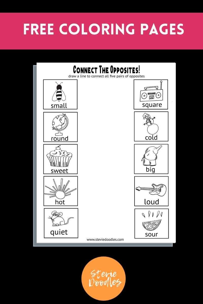 4 free opposites activity sheets from Stevie Doodles