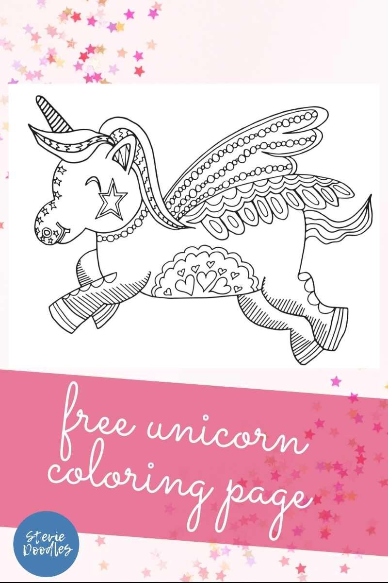 Free whimsical unicorn coloring