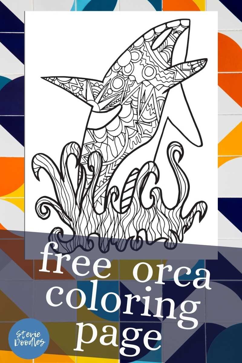 Free ORCA Coloring Page - free printable line art animal coloring sheet from Stevie Doodles