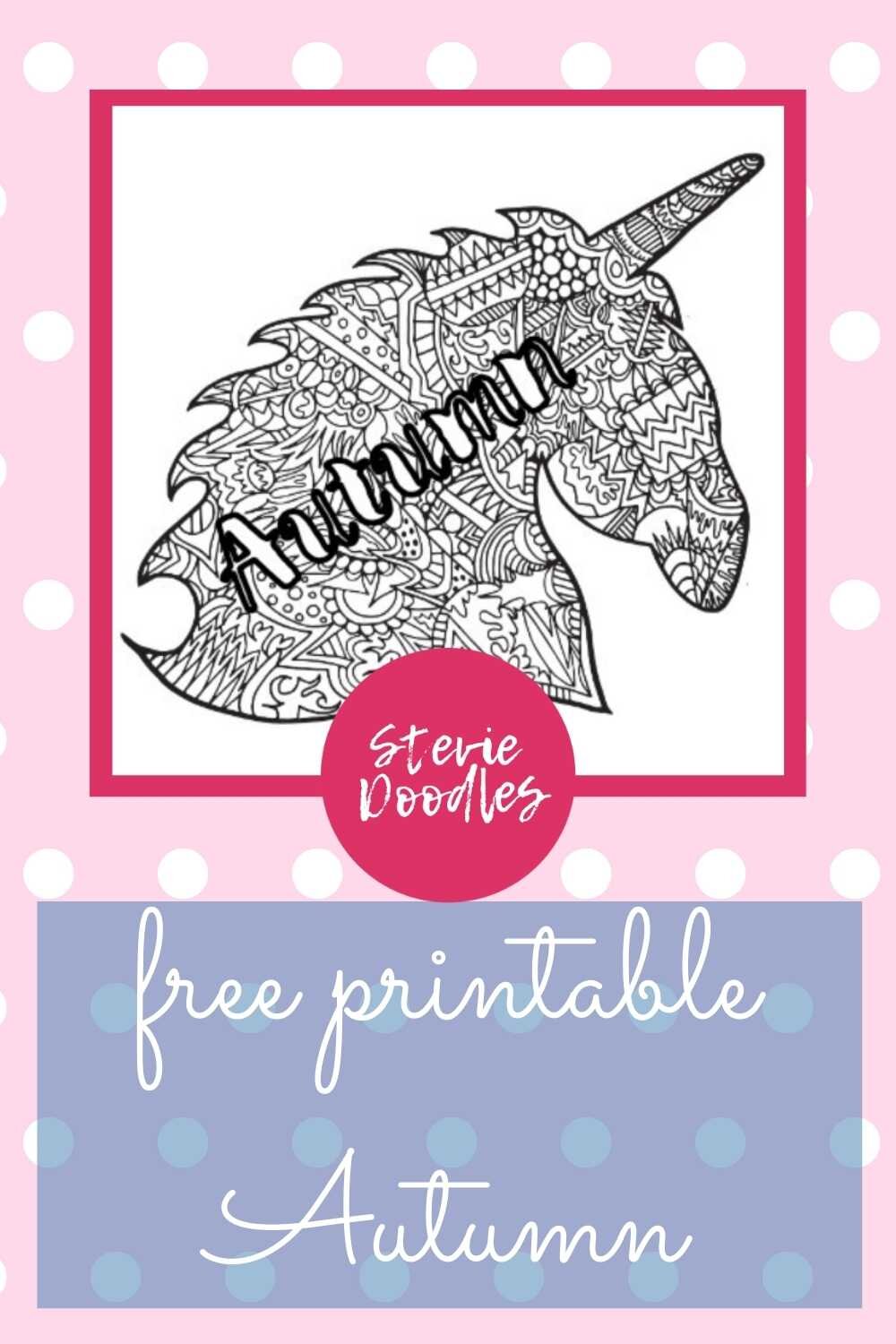 free unicorn autumn zentangle page stevie doodles free printable coloring pages