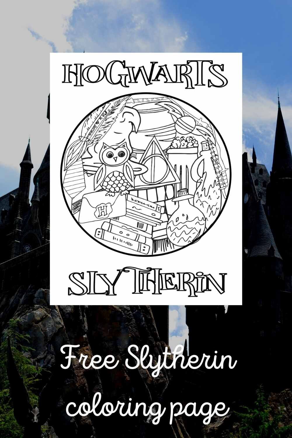 Free Slytherin coloring page - harry potter inspired pages from Stevie Doodles