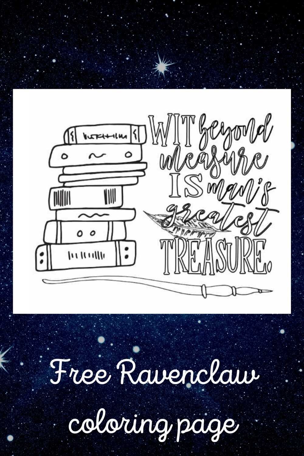 Wit Beyond Measure - A Free Ravenclaw Coloring Page from Stevie Doodles