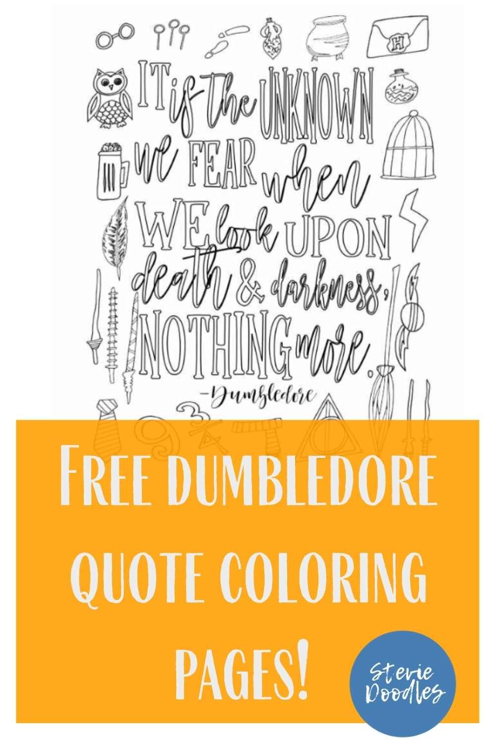 Free Dumbledore coloring page! find more Harry Potter - inspired pages at Stevie Doodles + over 1000 other free pages to print and color