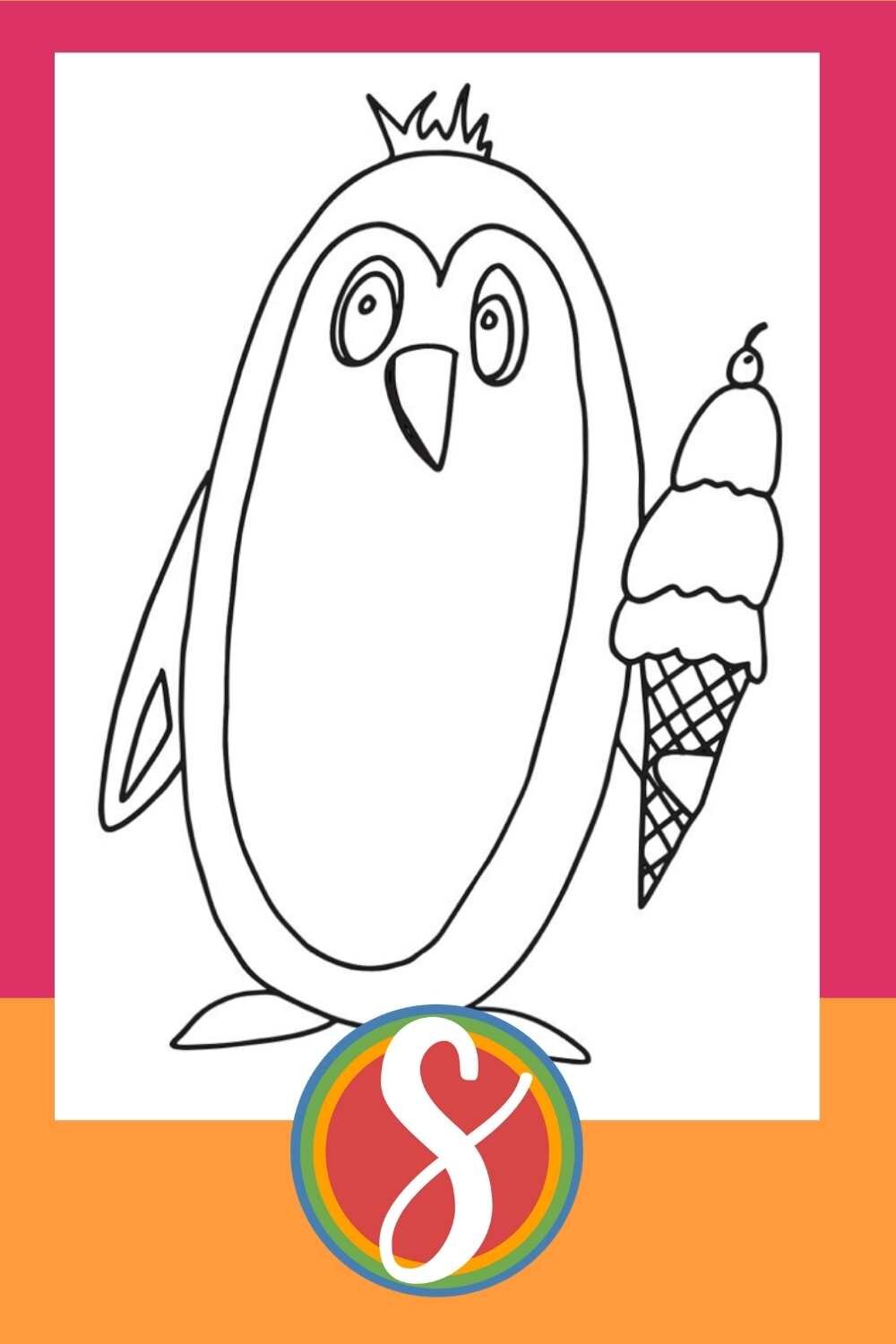Penguin with Ice Cream - over 30 free penguin coloring pages all in one place!
