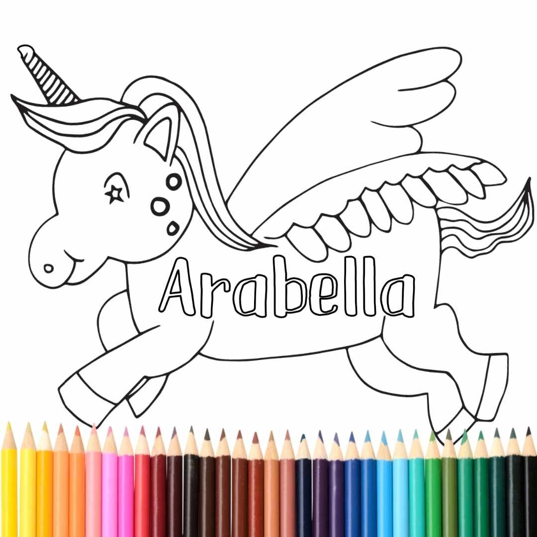Simple Unicorn - Custom Name Coloring — Stevie Doodles Free Printable