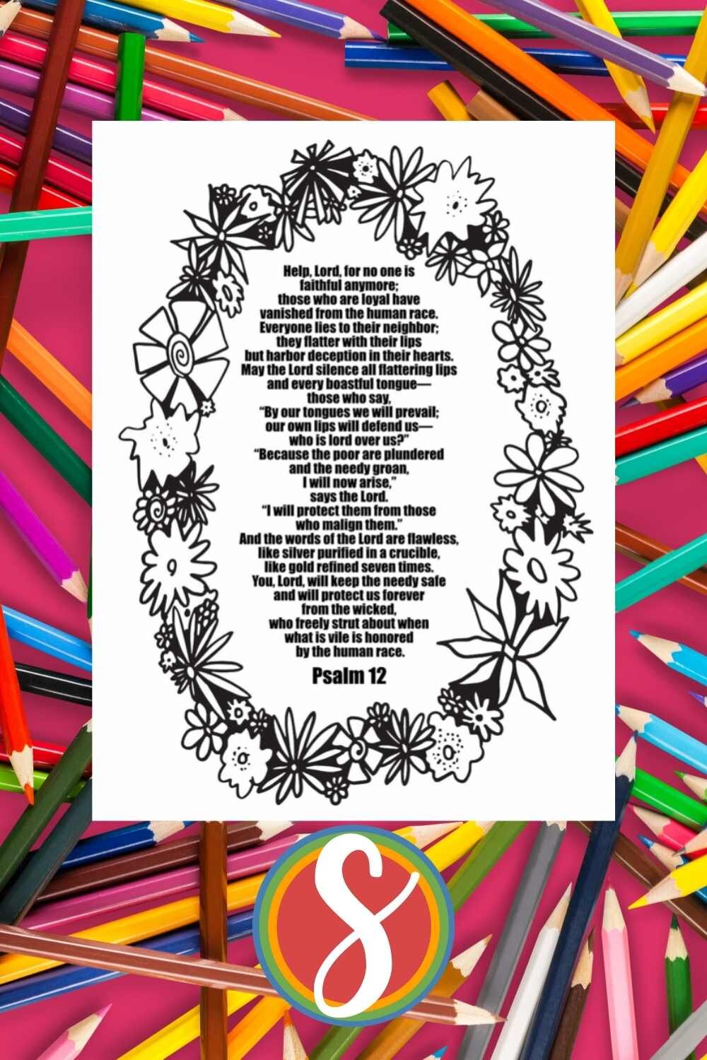 Free Psalm 12 Coloring Page from Stevie Doodles - a page for every psalm!