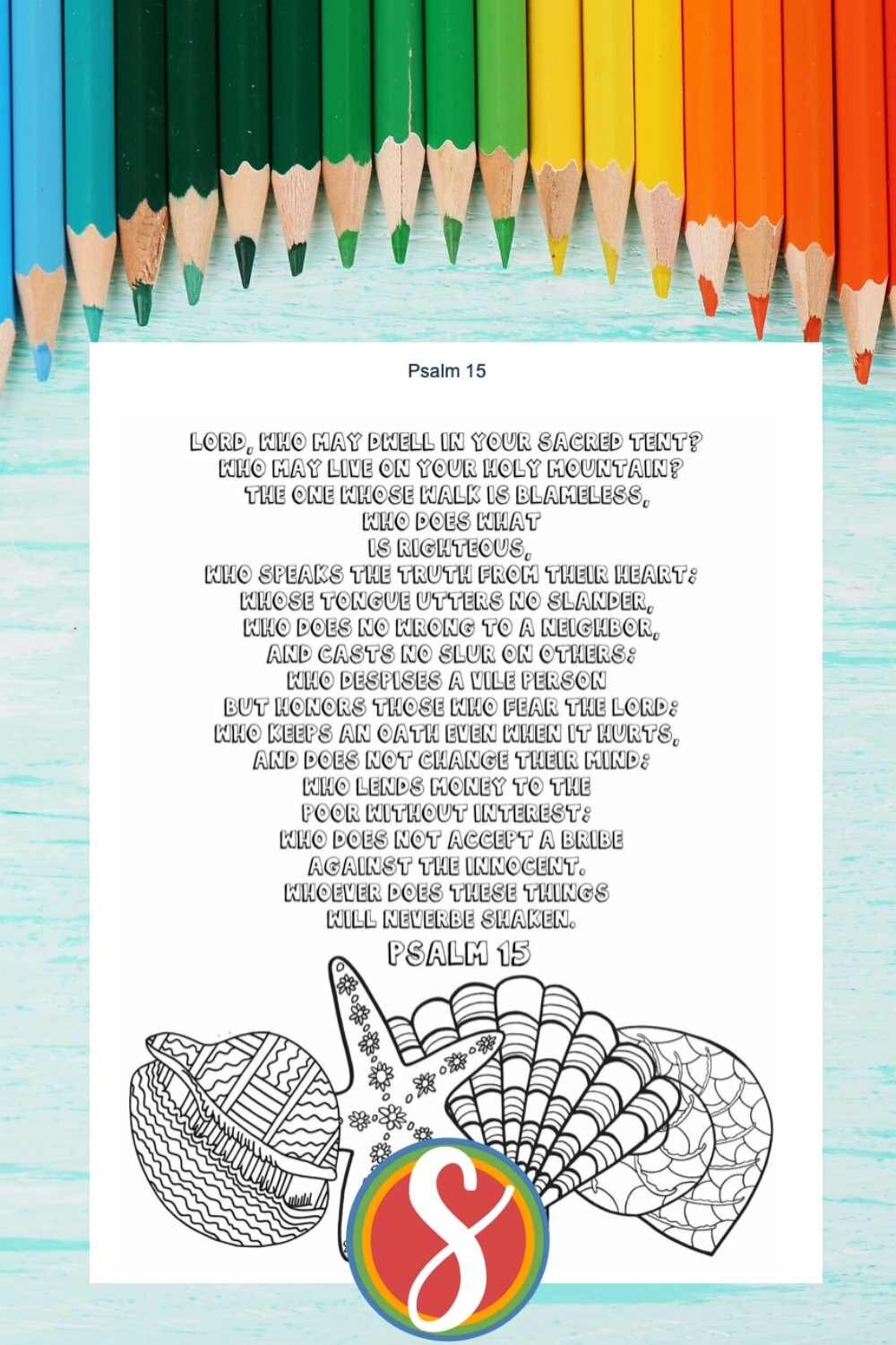 Free Psalm 15 coloring page from Stevie Doodles