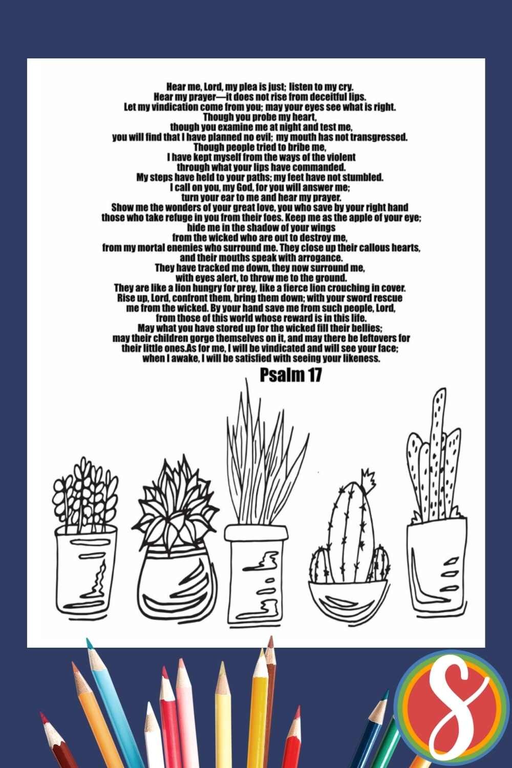 Free Psalm 17 coloring page - a page for every psalm