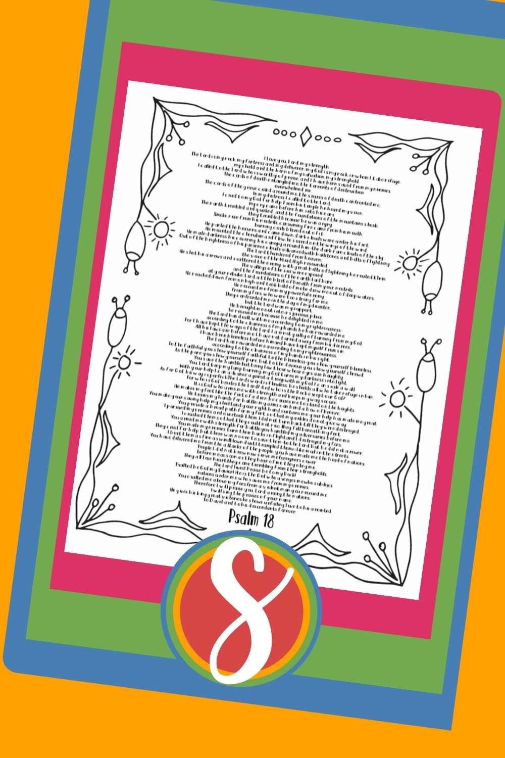 Free Psalm 19 coloring page from Stevie Doodles - a page for every psalm