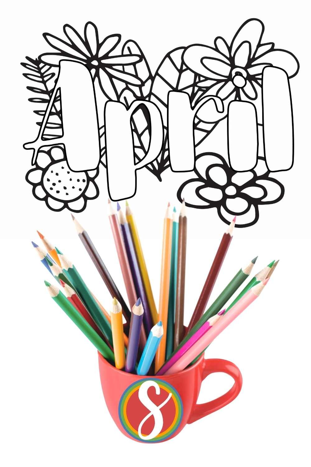 Free April printable coloring page from Stevie Doodles