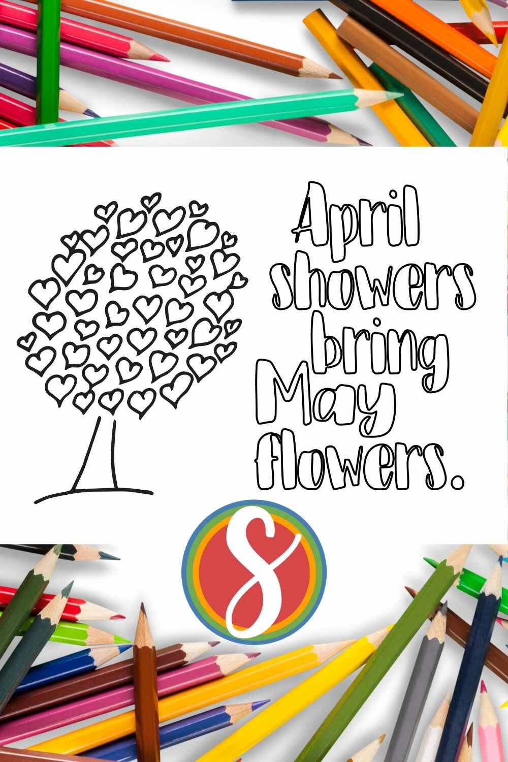 Free! Printable “April showers bring May flowers” coloring pages from Stevie Doodles