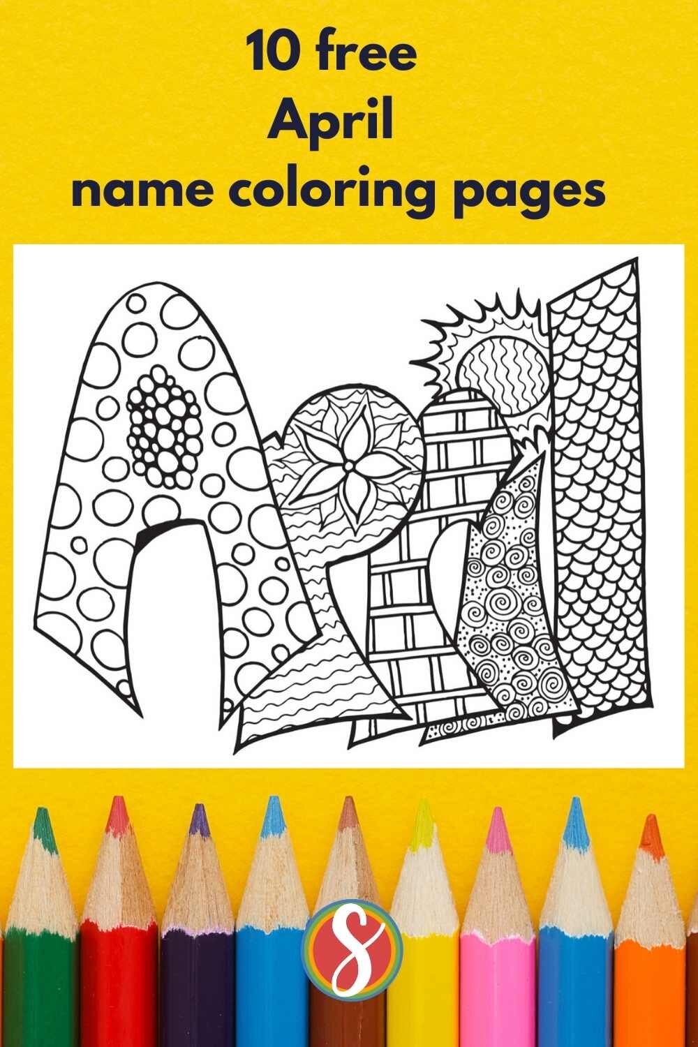 April name coloring pages from Stevie Doodles