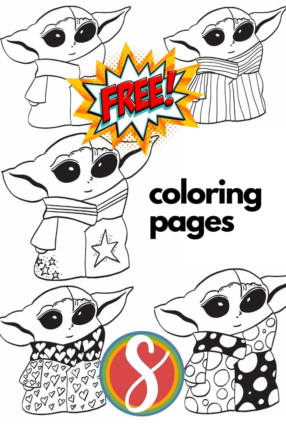 5 Free Baby Yoda (GROGU) Coloring Pages — Stevie Doodles Free Printable