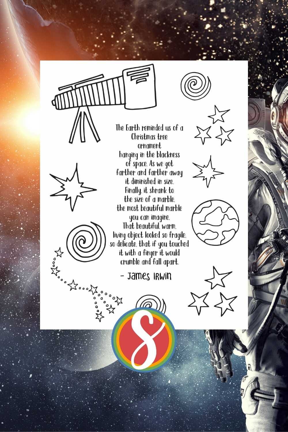 8 Free printable coloring pages about space from Stevie Doodles. Print and color these free today